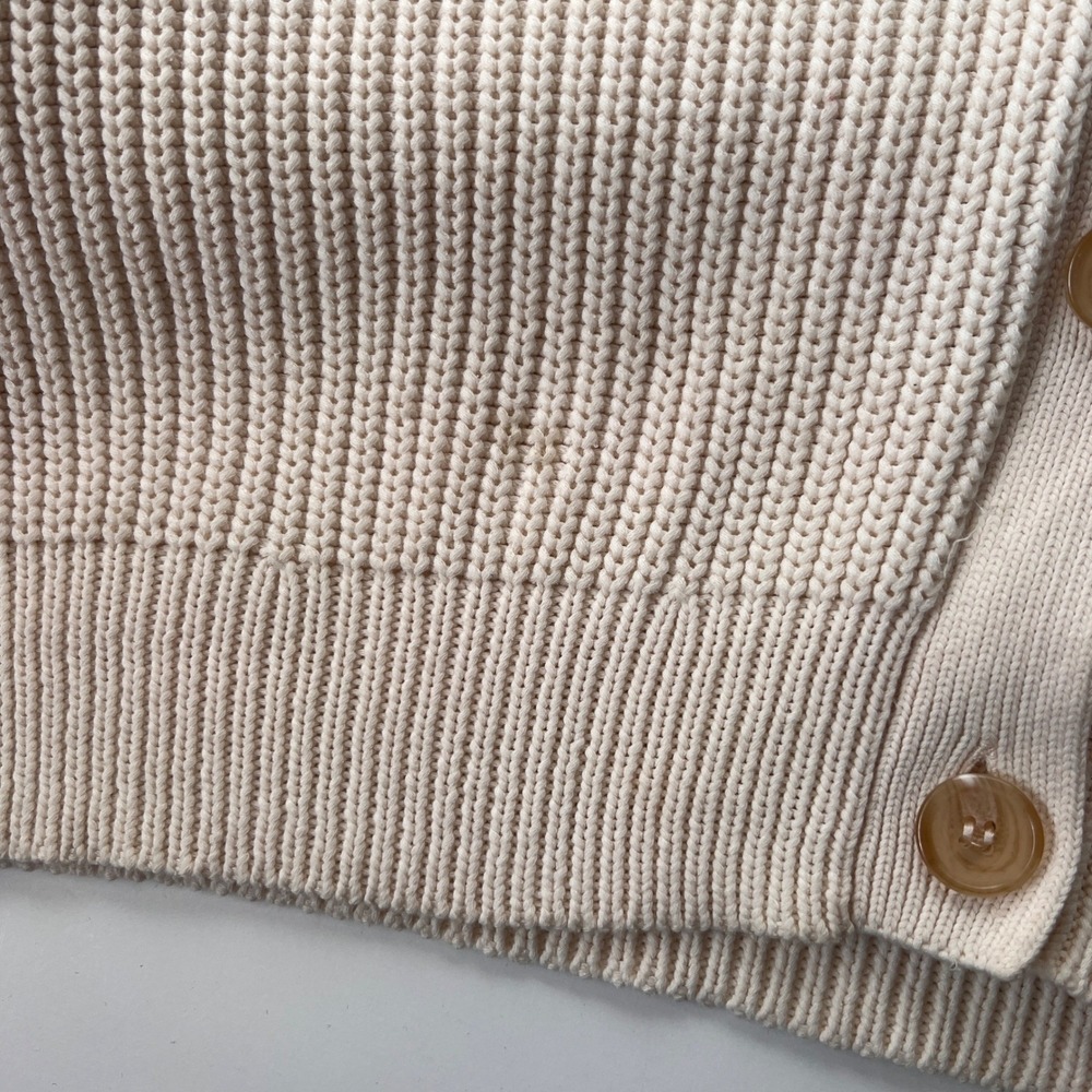 Jenni Kayne Cocoon Cardigan Cream Organic Cotton Ribbed Knit Sweater Size Small - Picture 8 of 9